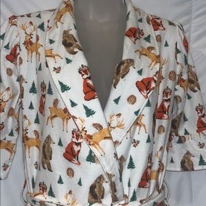 EG Winter Wonderland Animal Print Flannel Robe size small